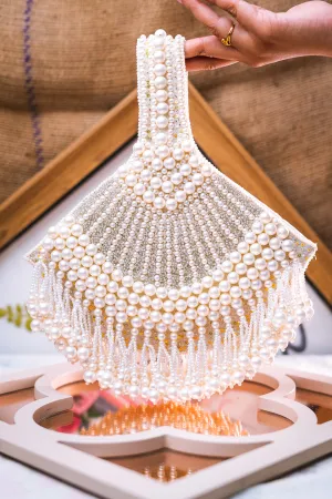 NR By Nidhi Rathi Beads Embellished Half Moon Clutch