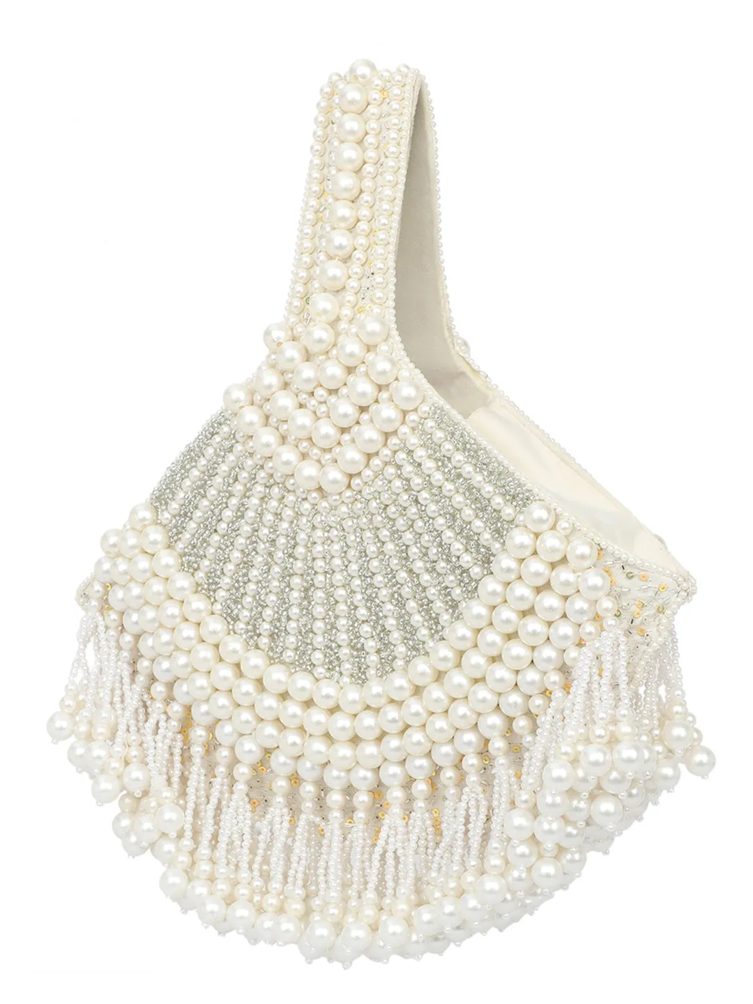 NR By Nidhi Rathi Beads Embellished Half Moon Clutch