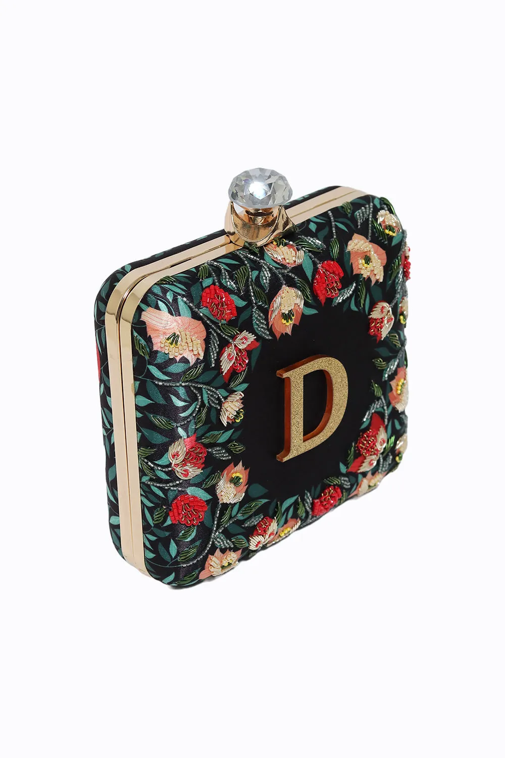 NR By Nidhi Rathi Black Red Embellished Embellished Box Clutch