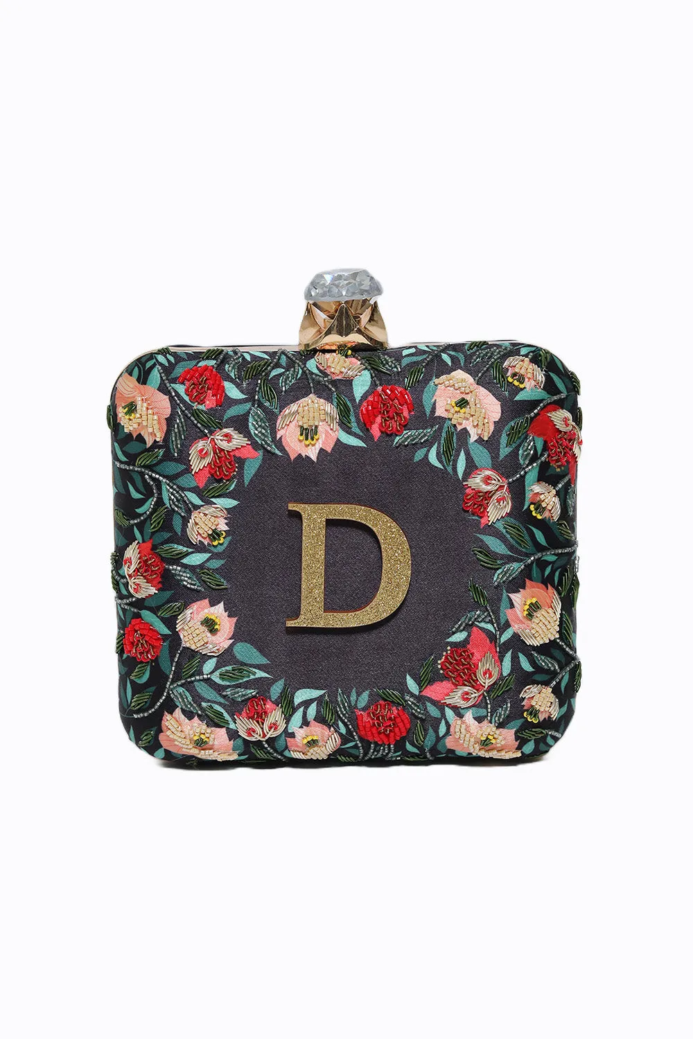 NR By Nidhi Rathi Black Red Embellished Embellished Box Clutch