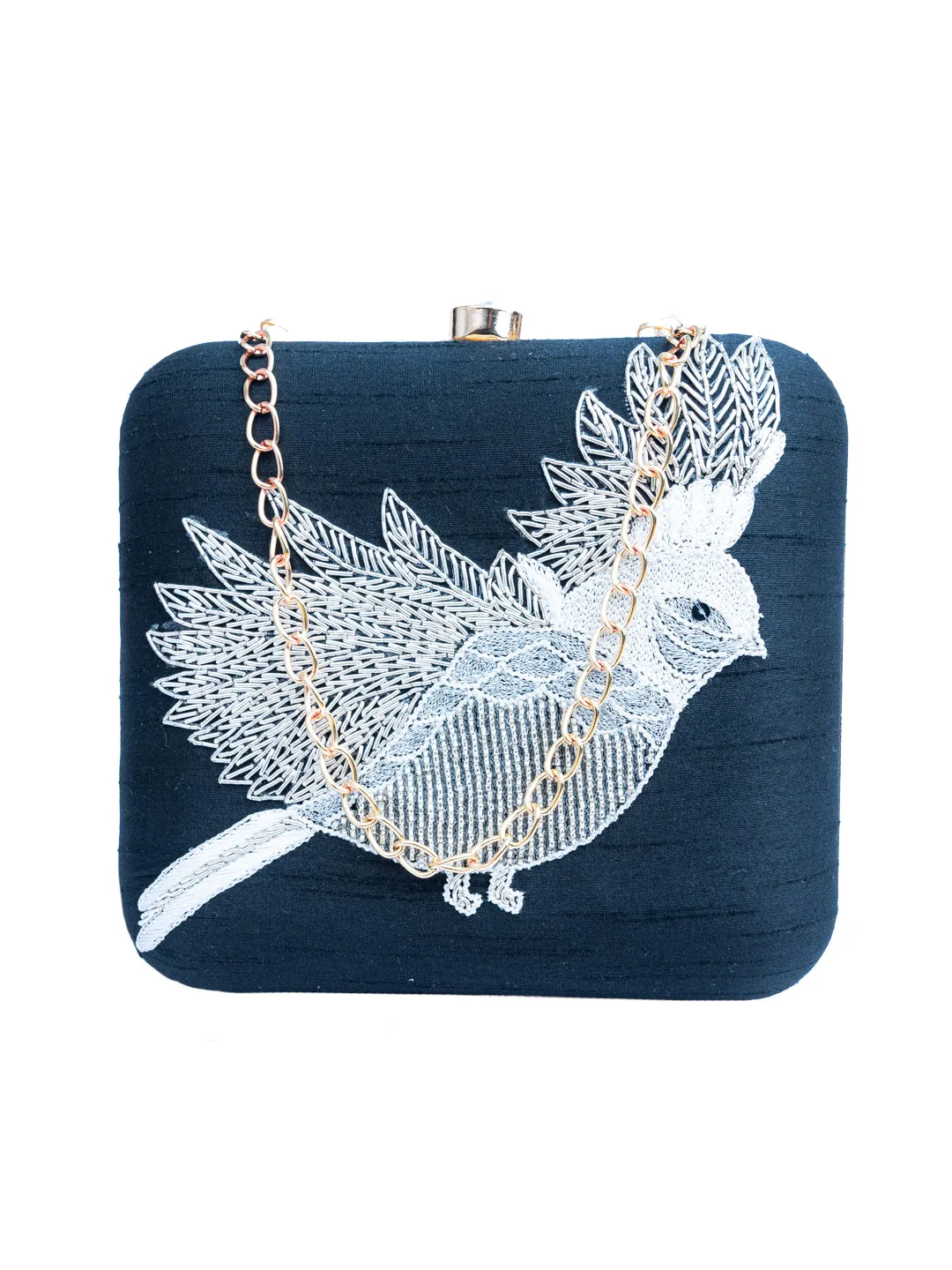 NR By Nidhi Rathi Black White Embellished Box Clutch