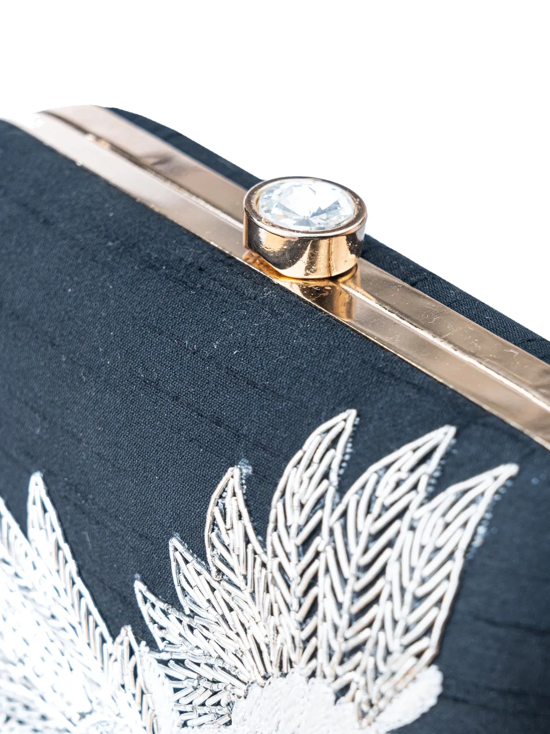 NR By Nidhi Rathi Black White Embellished Box Clutch