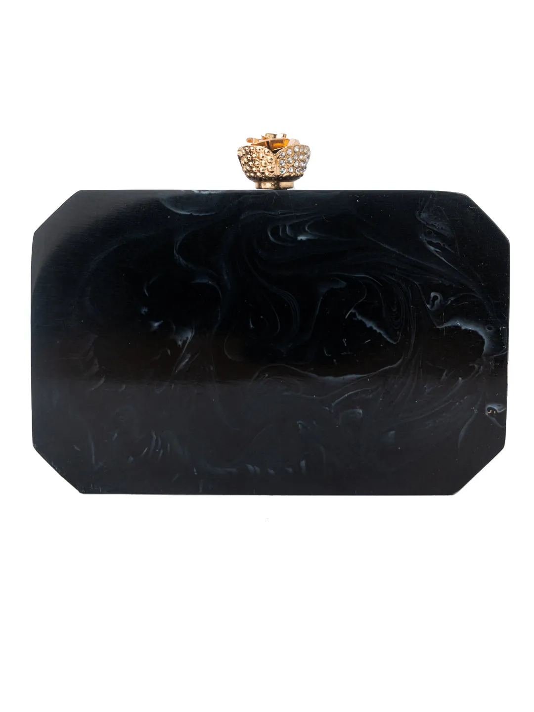 NR By Nidhi Rathi Black White Embellished Box Clutch