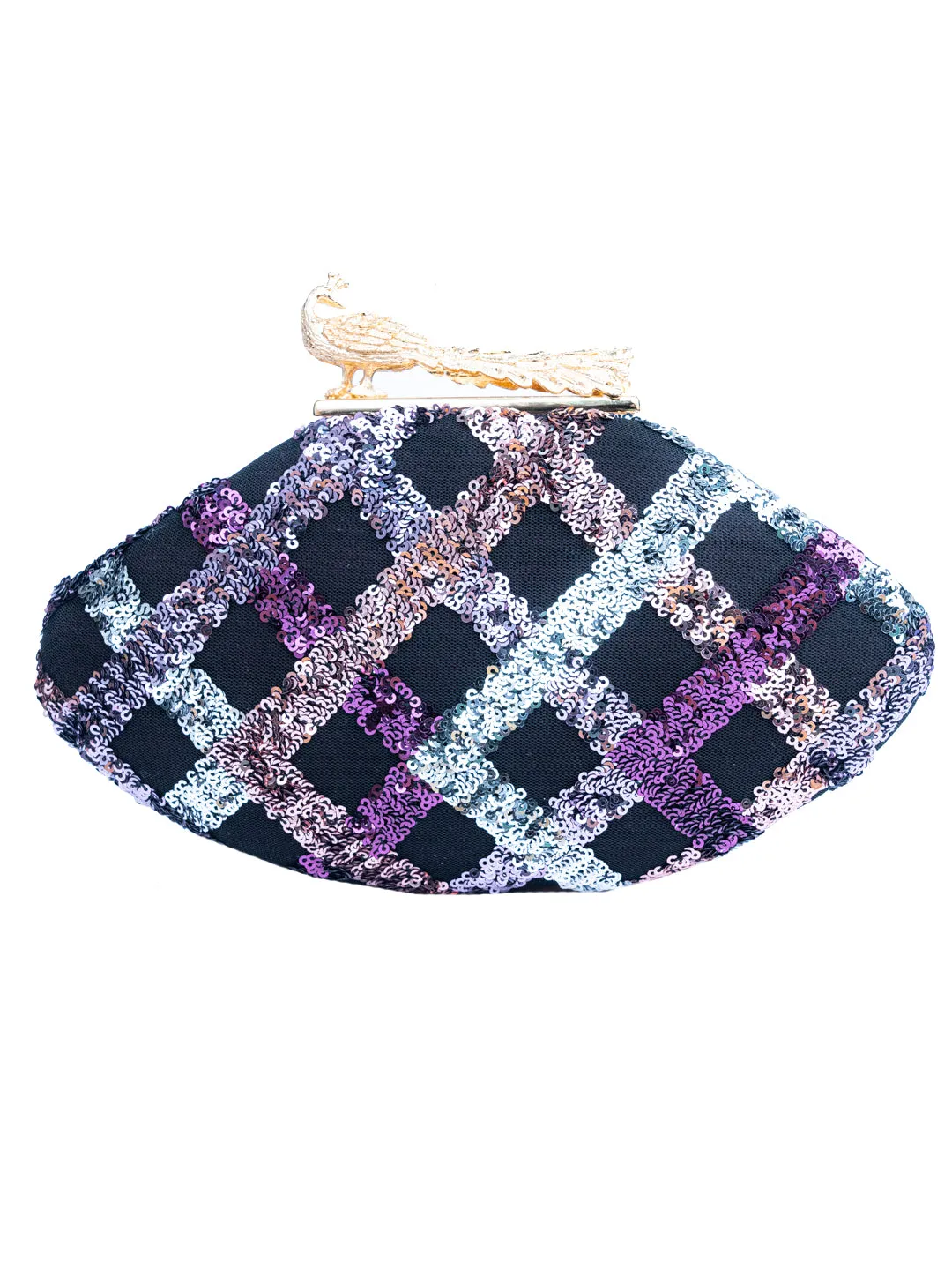 NR By Nidhi Rathi Blue Black Embellished Box Clutch