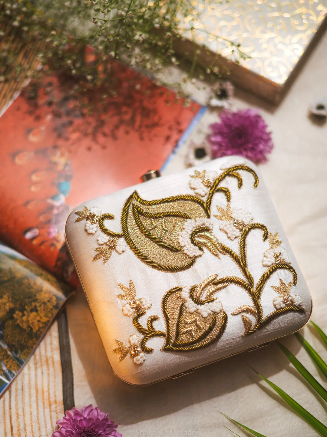 NR By Nidhi Rathi Embellished Box Clutch