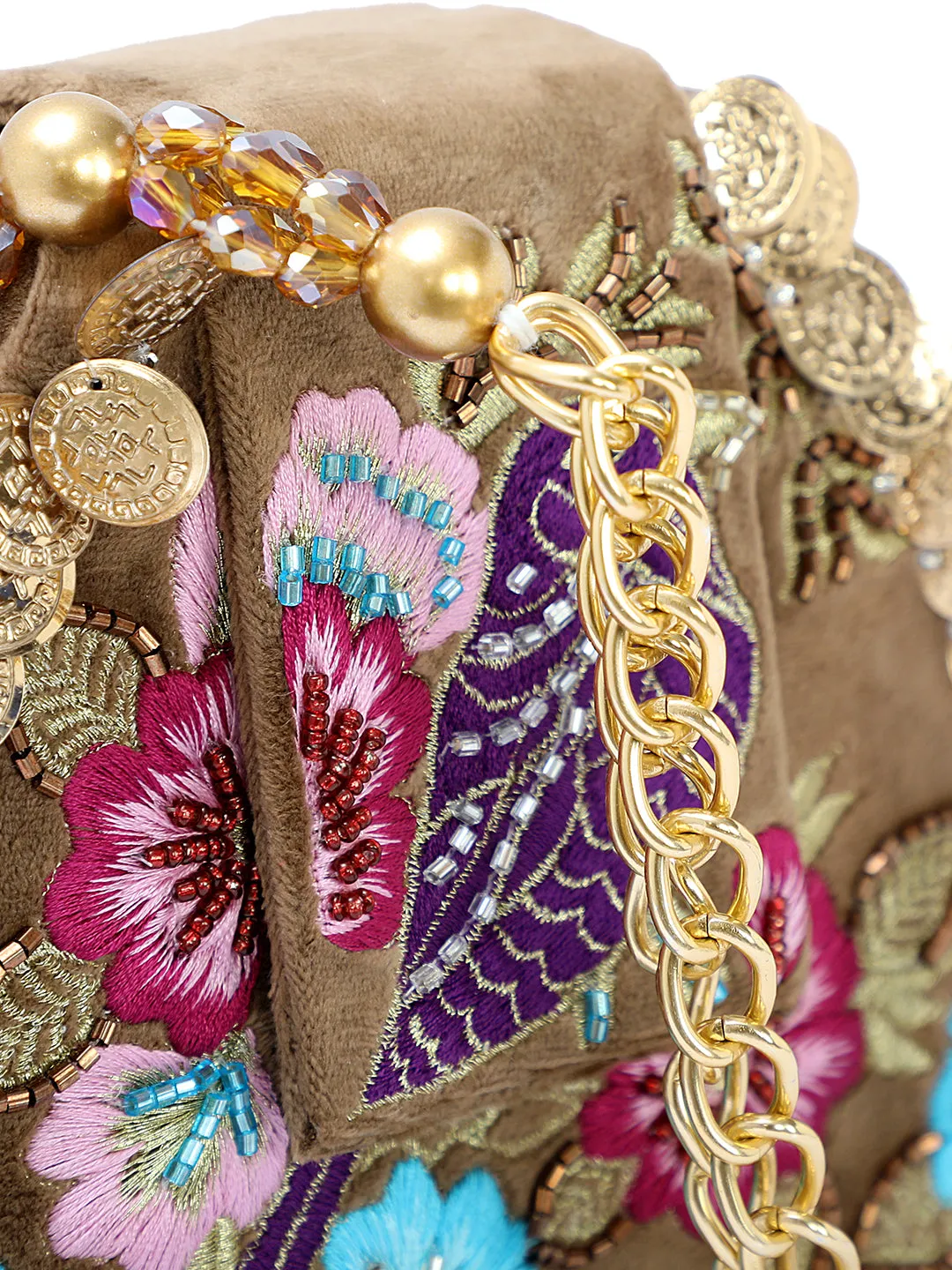 NR By Nidhi Rathi Embroidered Embellished Foldover Clutch