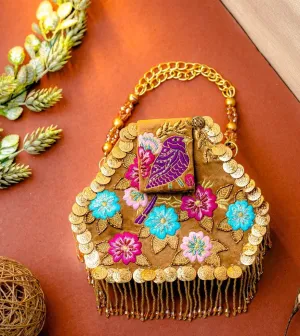 NR By Nidhi Rathi Embroidered Embellished Foldover Clutch