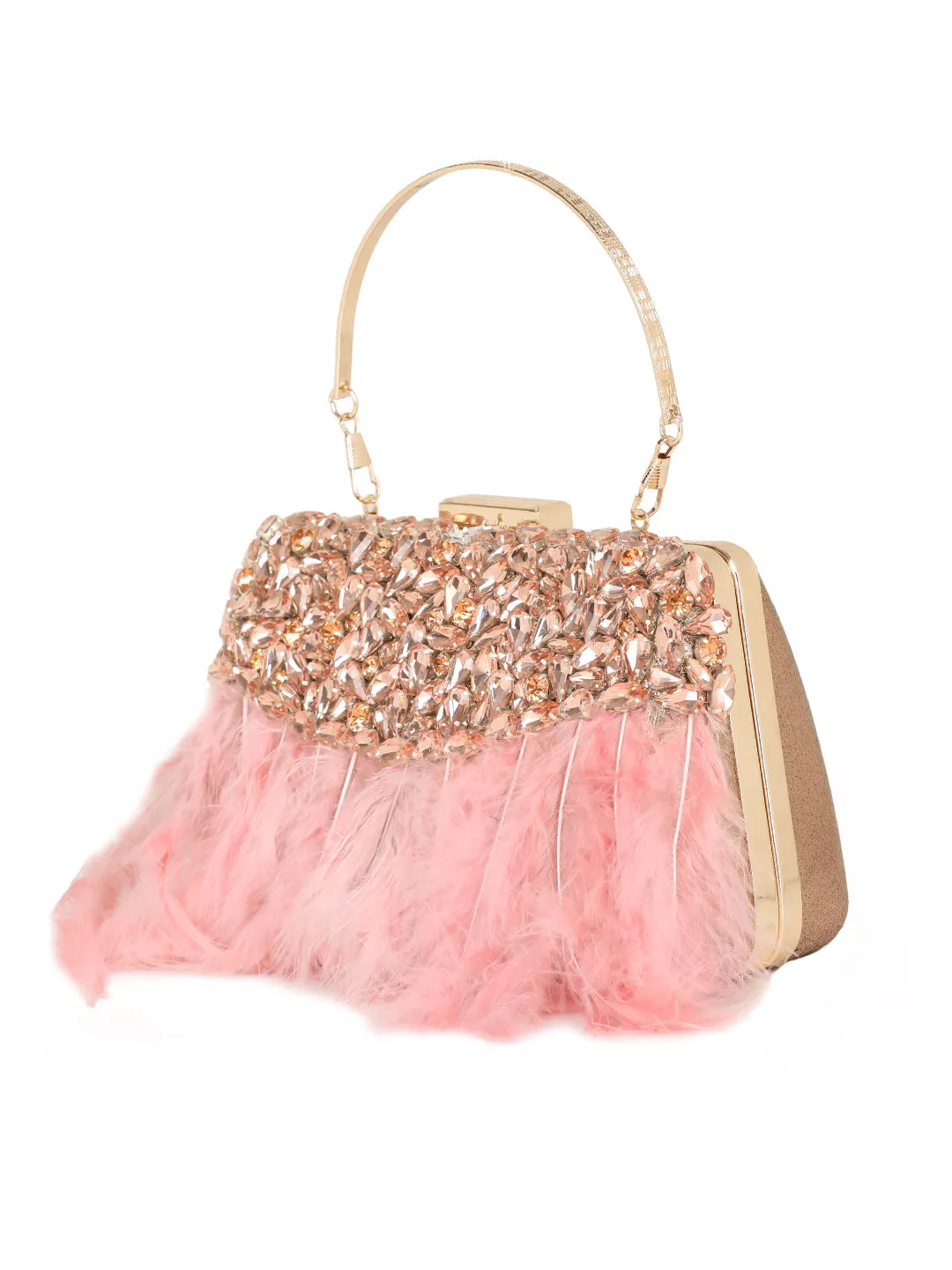 NR By Nidhi Rathi Feather Embellished Box Clutch