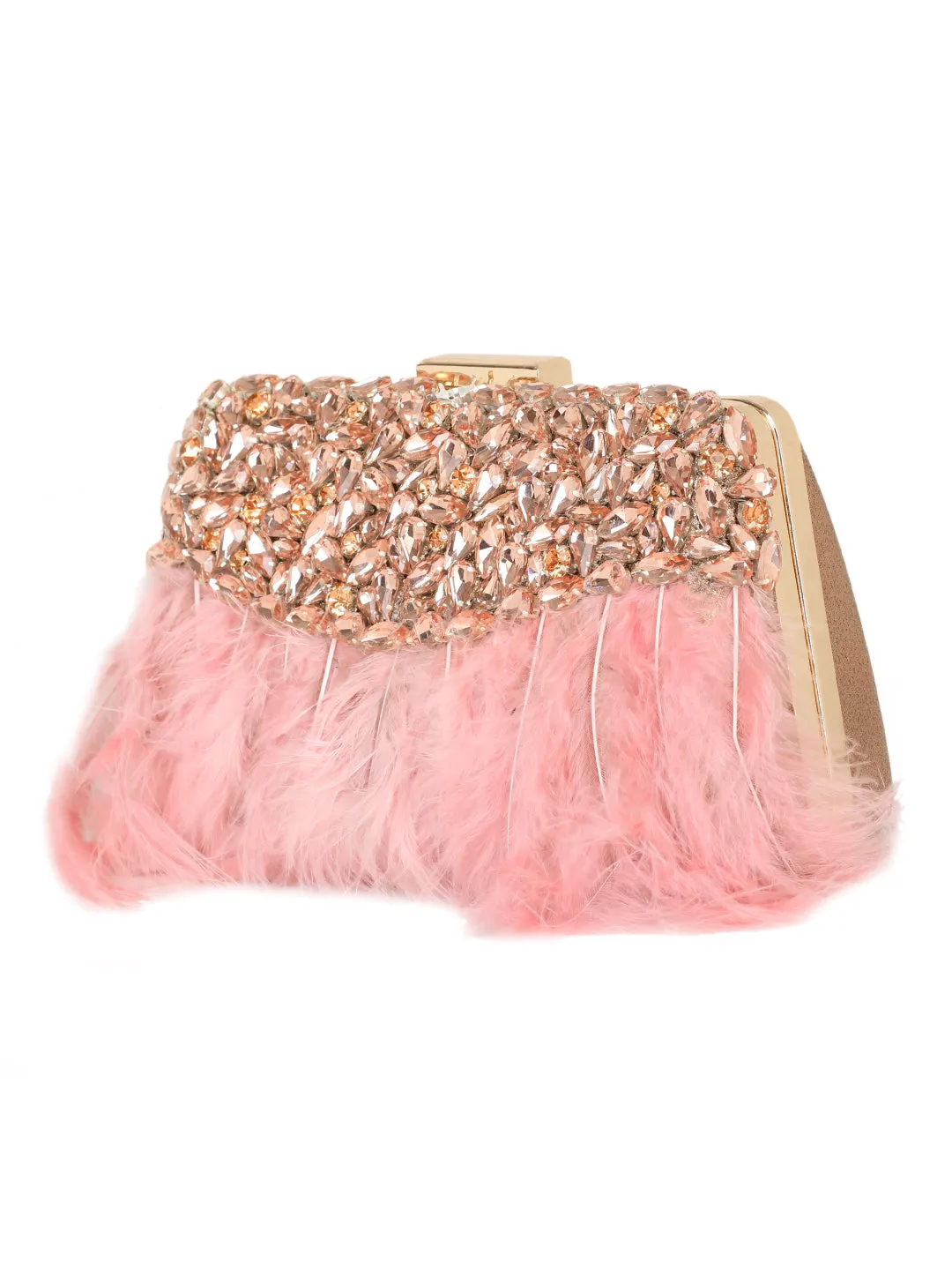 NR By Nidhi Rathi Feather Embellished Box Clutch