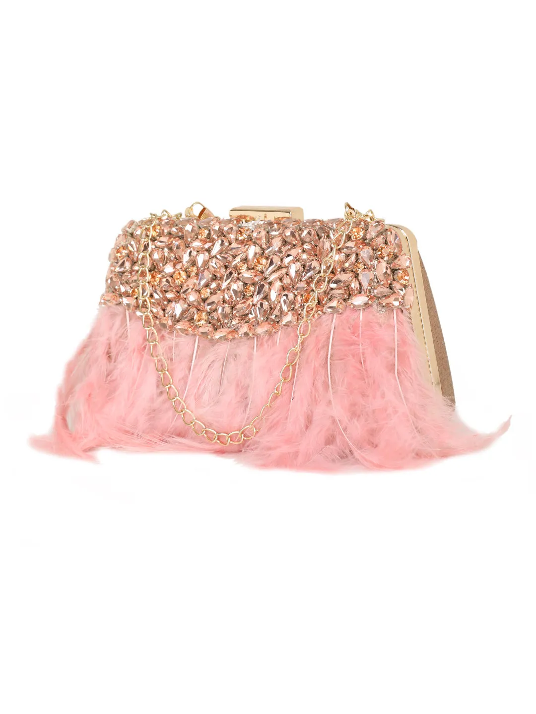 NR By Nidhi Rathi Feather Embellished Box Clutch
