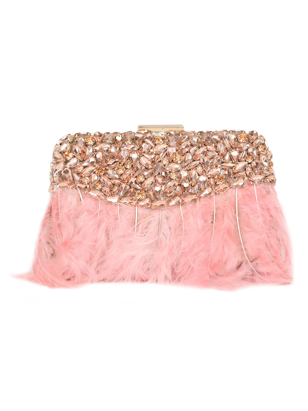 NR By Nidhi Rathi Feather Embellished Box Clutch