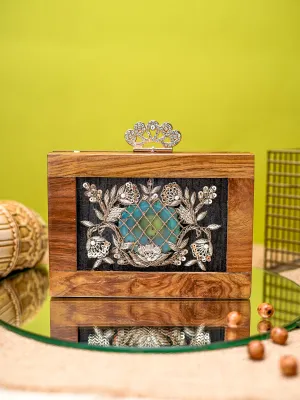 NR By Nidhi Rathi Floral Embellished Box Clutch