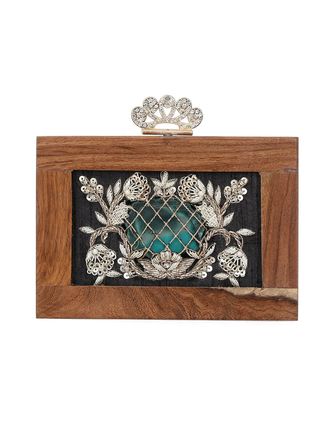 NR By Nidhi Rathi Floral Embellished Box Clutch