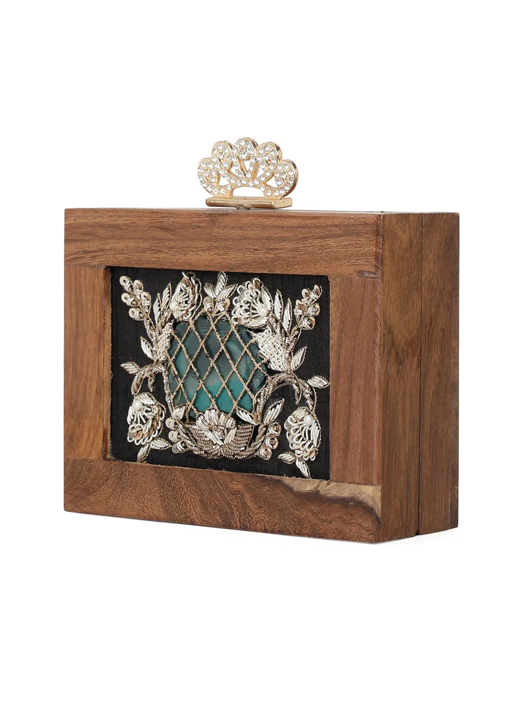 NR By Nidhi Rathi Floral Embellished Box Clutch