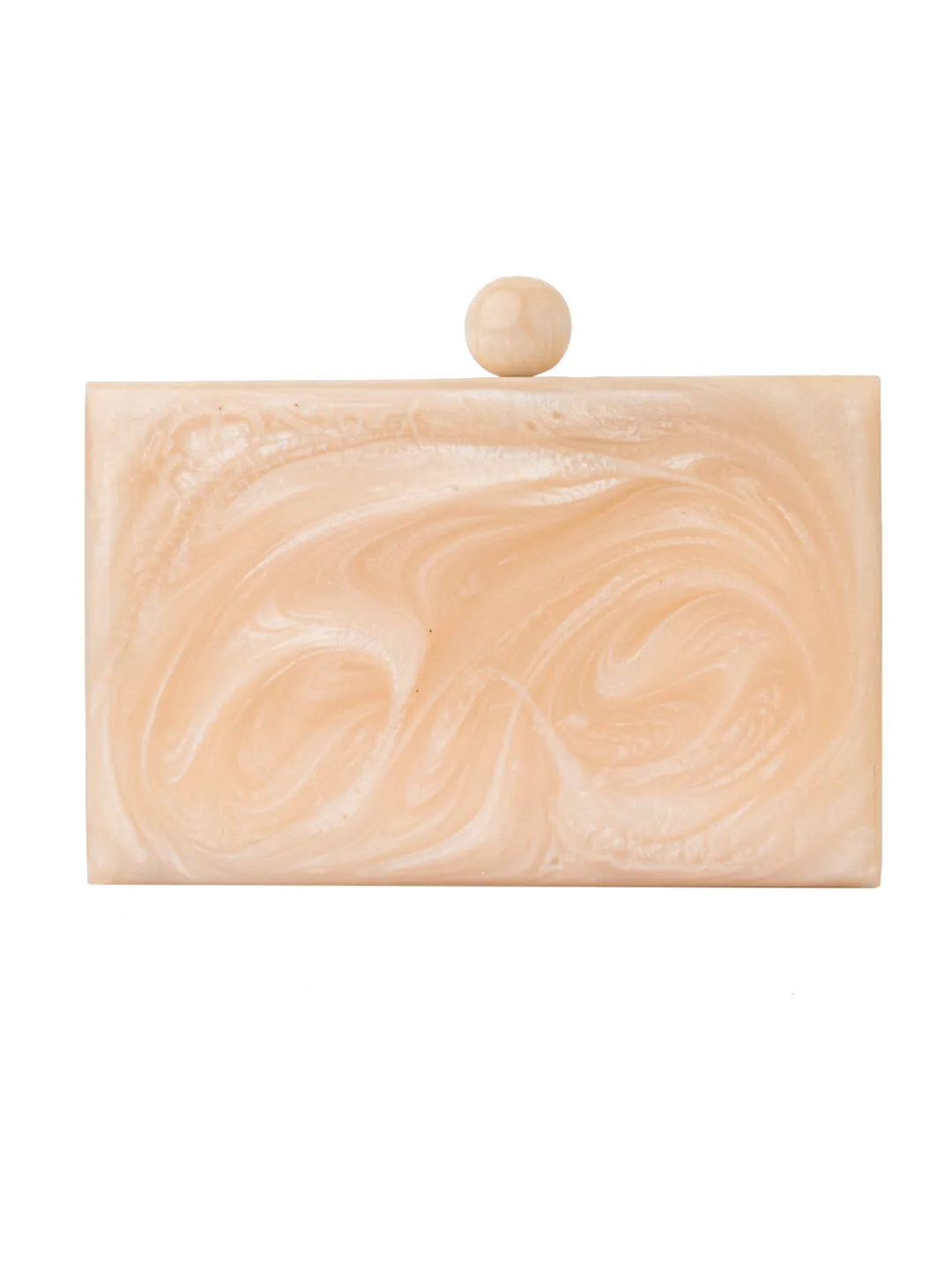 NR By Nidhi Rathi Peach-Coloured Pink Embellished Box Clutch