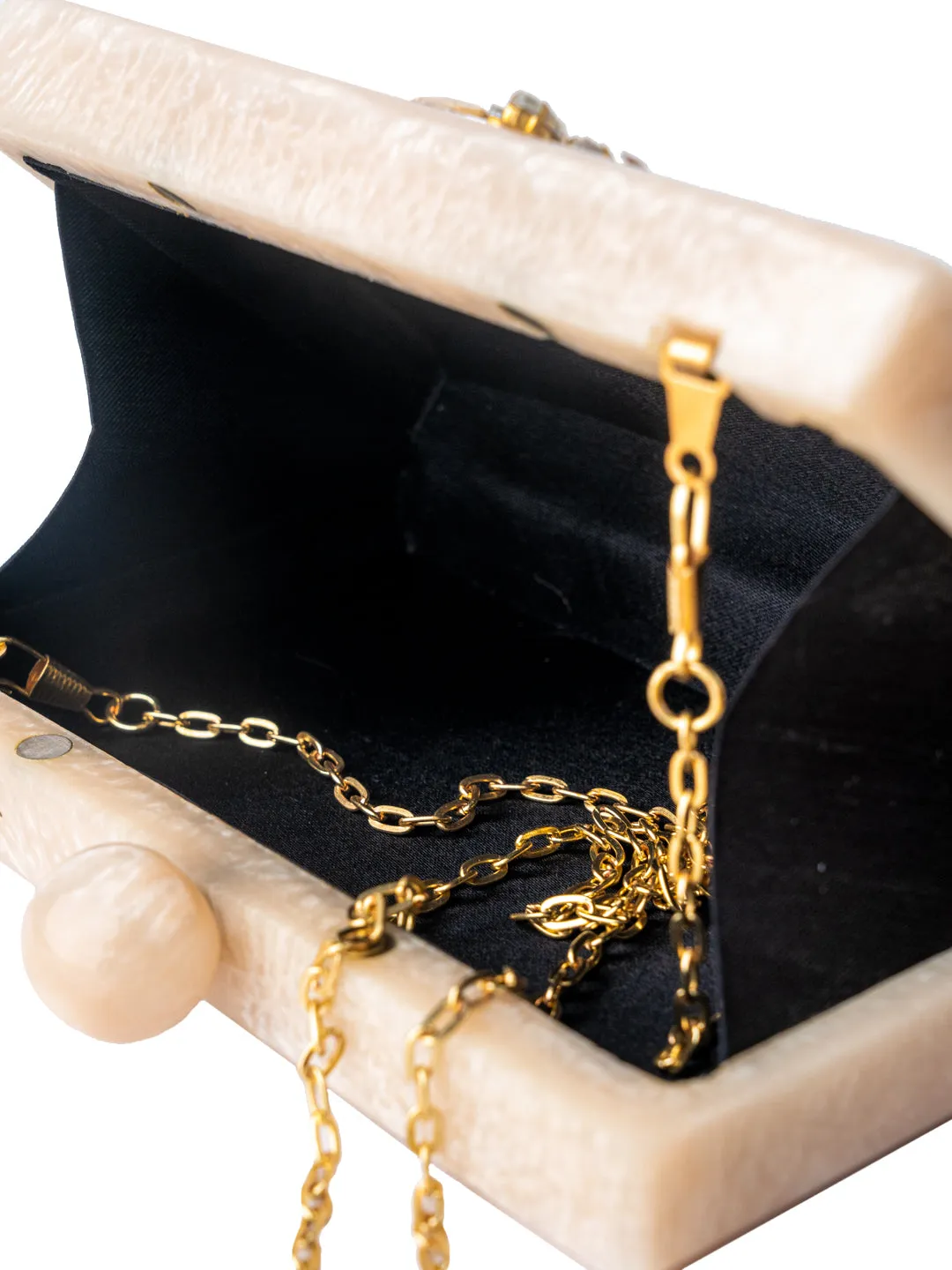 NR By Nidhi Rathi Peach-Coloured Pink Embellished Box Clutch