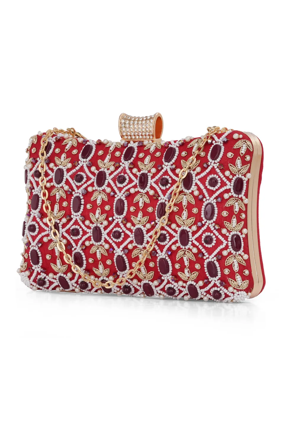 NR By Nidhi Rathi Stone Embellised Clutch Bag