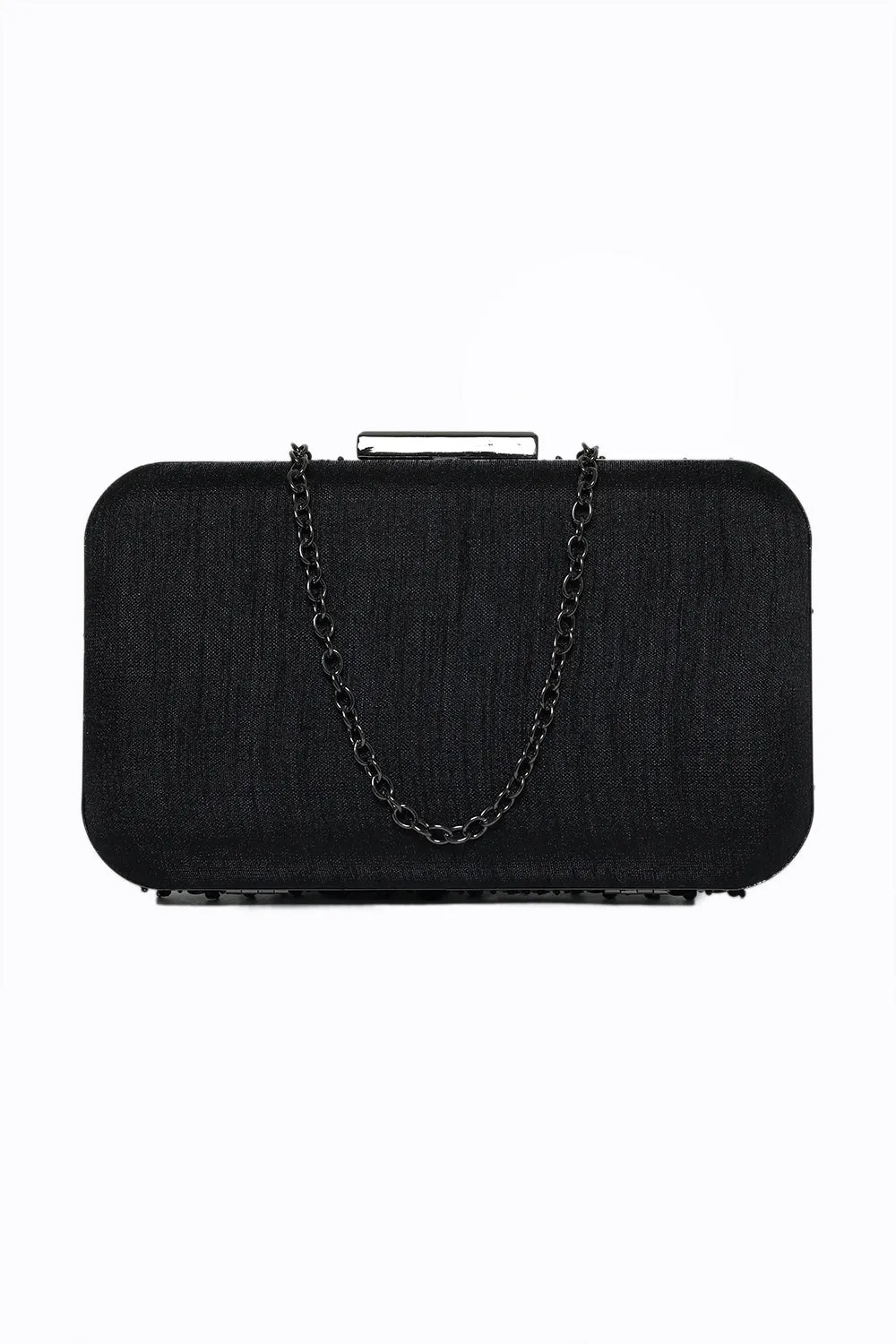 NR By Nidhi Rathi Women Black Green Embellished Fabric Box Clutch