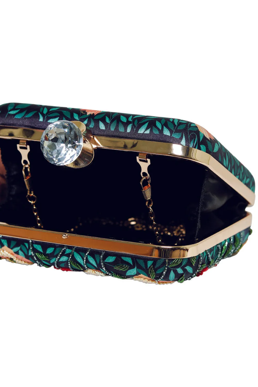 NR By Nidhi Rathi Women Black Red Embellished Box Clutch