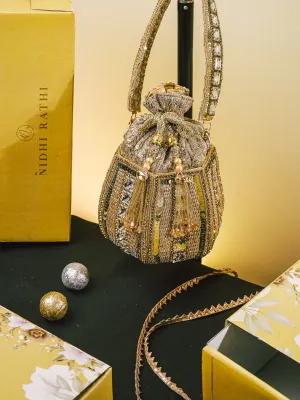 NR Golden Lotus Potli Bag
