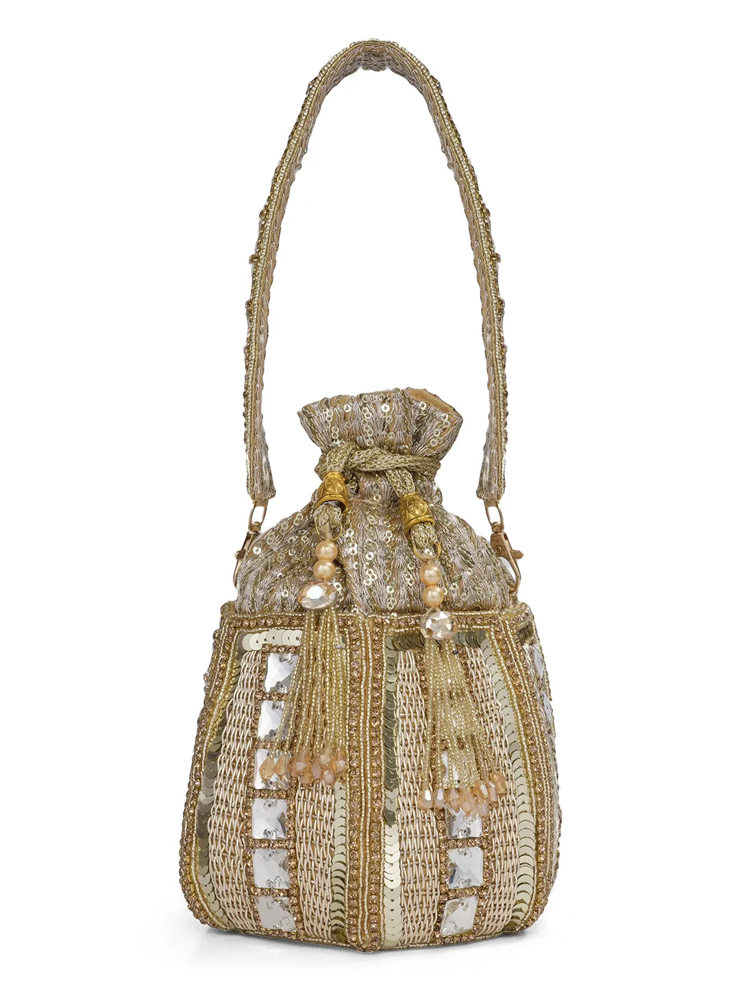 NR Golden Lotus Potli Bag