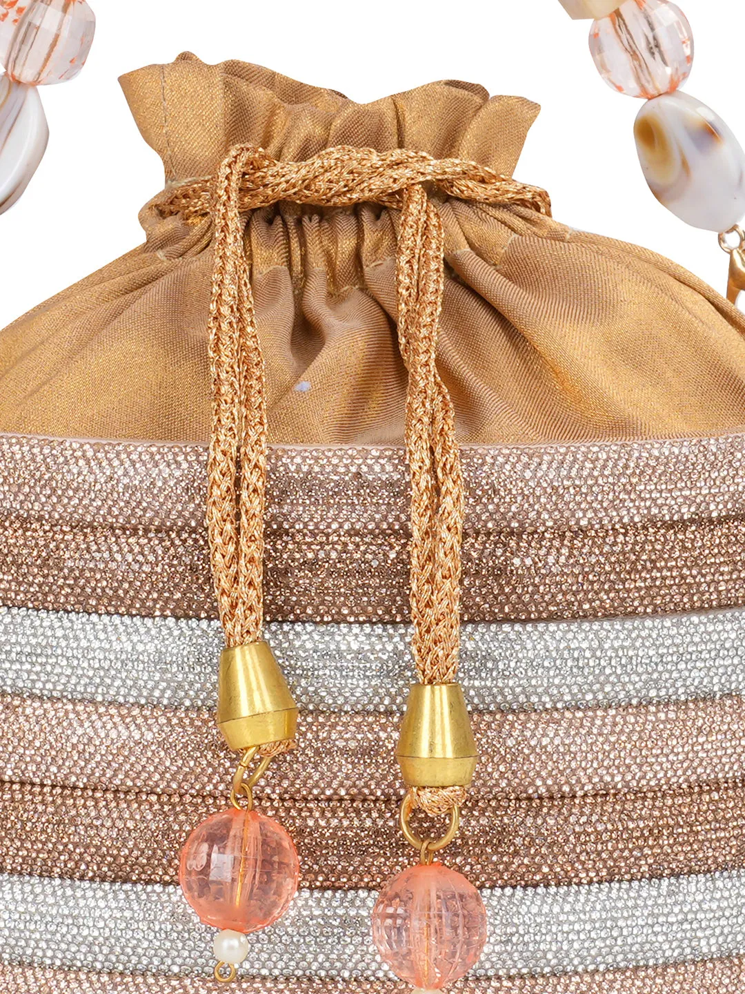 NR Swarovski Studded Golden Bucket Bag