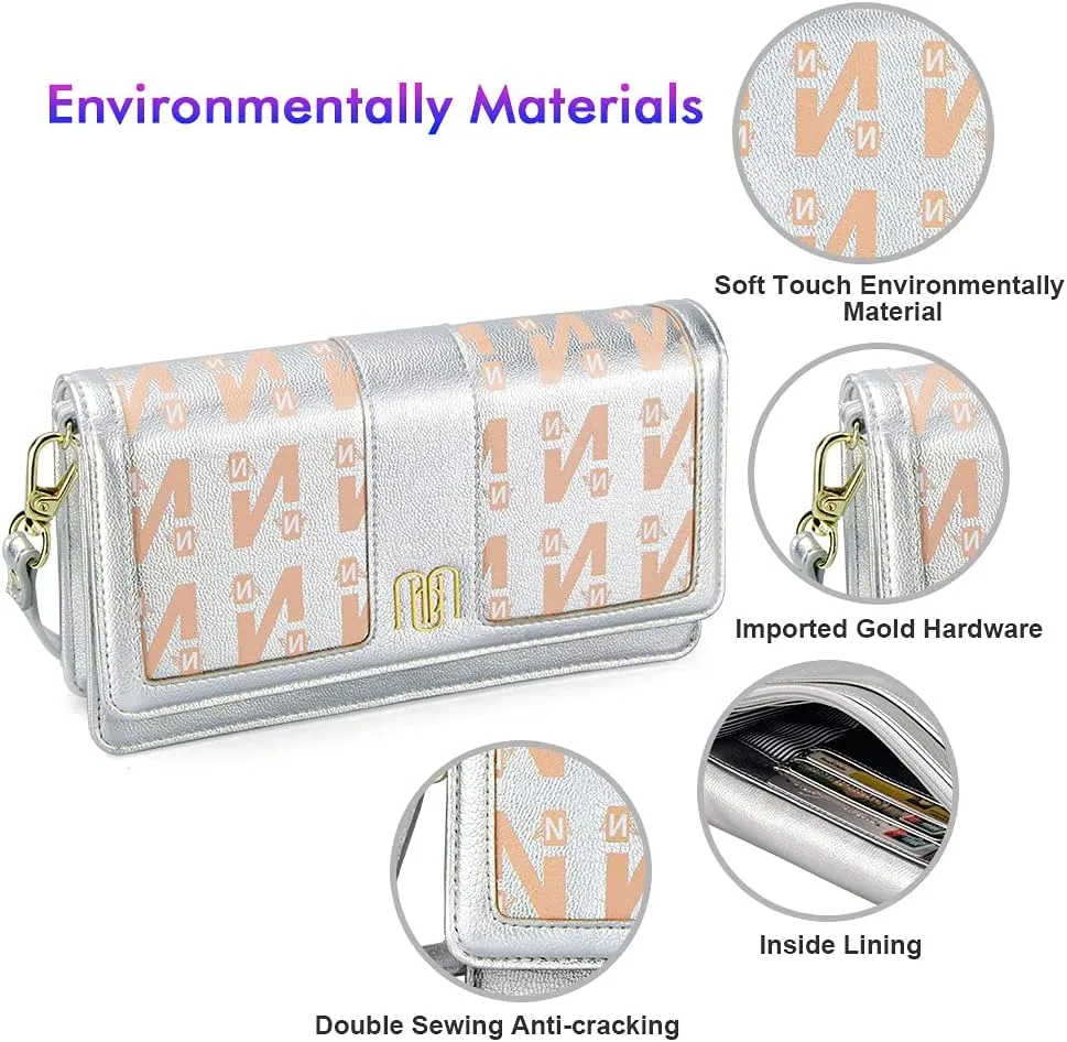 nuoku Women Small Crossbody Bag Cellphone Purse Wallet with RFID Card Slots 2 Straps