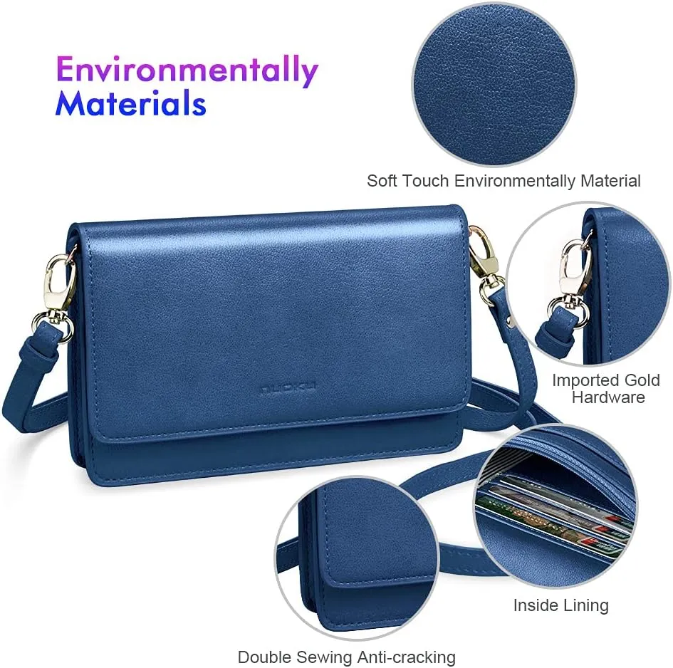 nuoku Women Small Crossbody Bag Cellphone Purse Wallet with RFID Card Slots 2 Straps