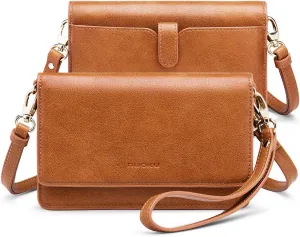 nuoku Women Small Crossbody Bag Cellphone Purse Wallet with RFID Card Slots 2 Straps