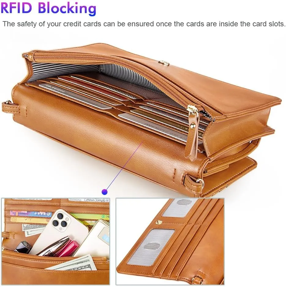 nuoku Women Small Crossbody Bag Cellphone Purse Wallet with RFID Card Slots 2 Straps