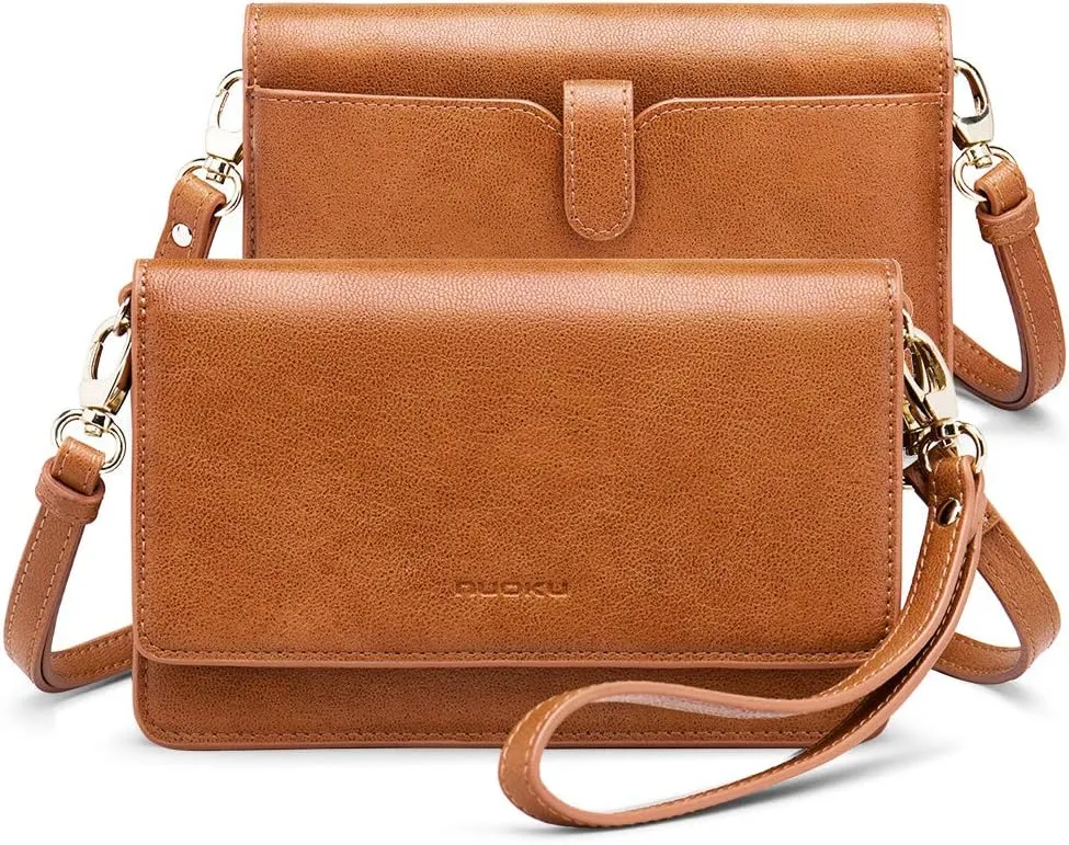 nuoku Women Small Crossbody Bag Cellphone Purse Wallet with RFID Card Slots 2 Straps