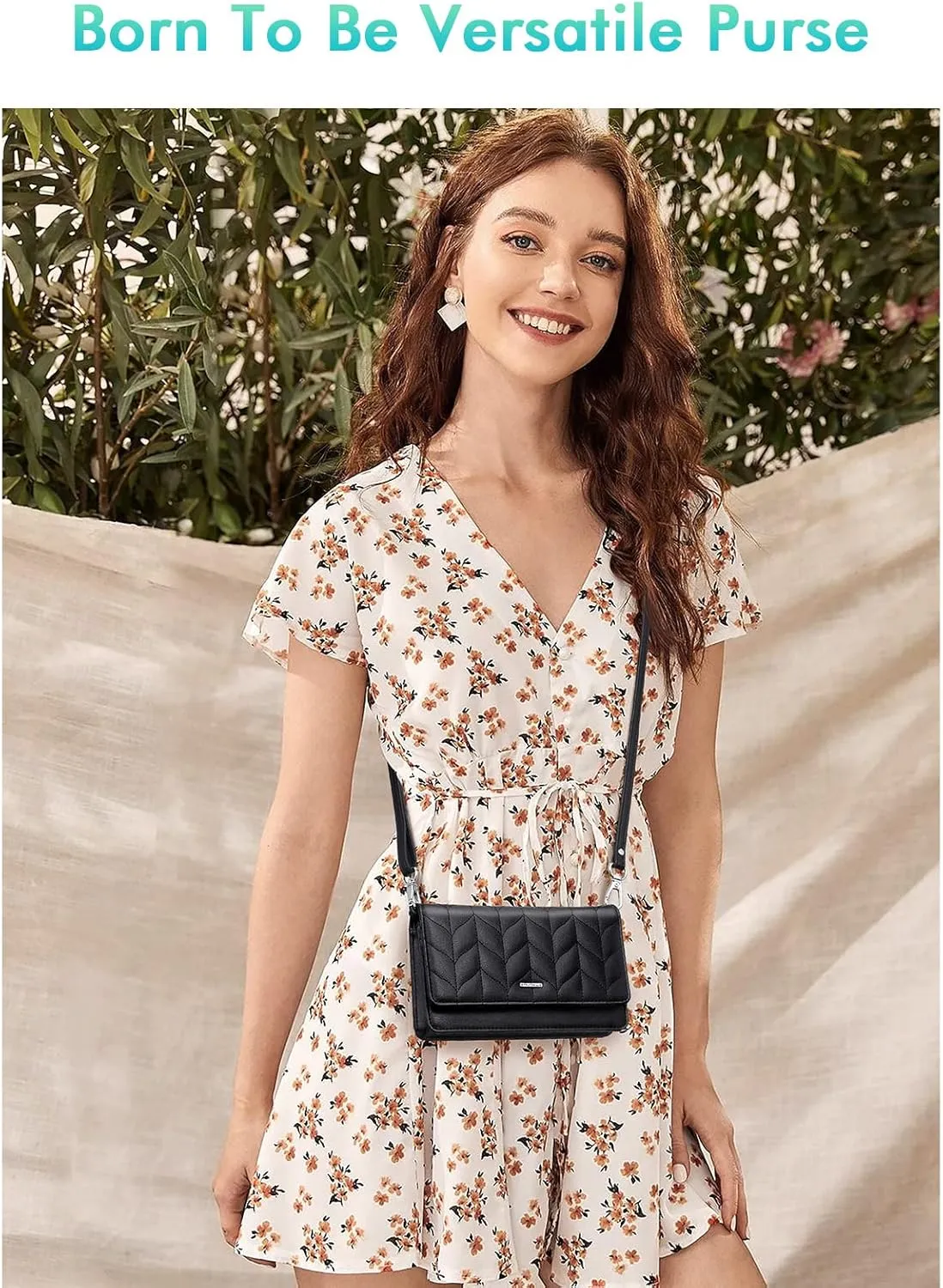 nuoku Women Small Crossbody Bag Cellphone Purse Wallet with RFID Card Slots 2 Straps