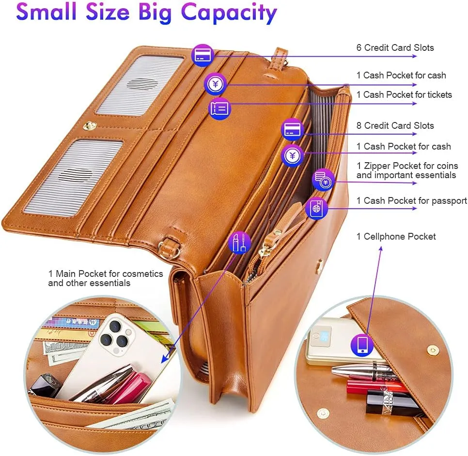nuoku Women Small Crossbody Bag Cellphone Purse Wallet with RFID Card Slots 2 Straps