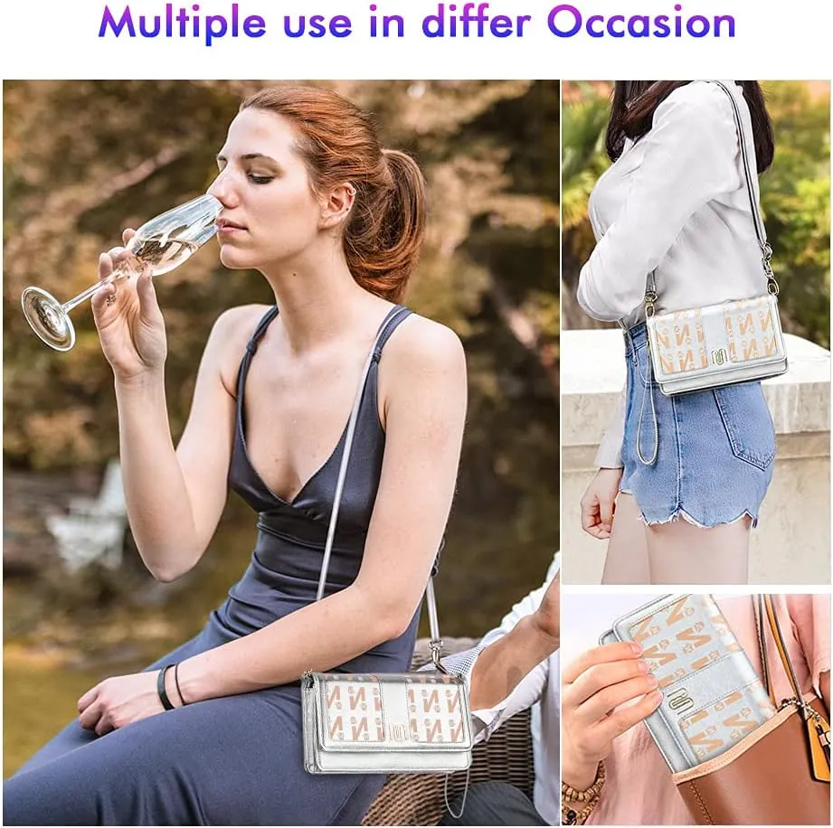nuoku Women Small Crossbody Bag Cellphone Purse Wallet with RFID Card Slots 2 Straps