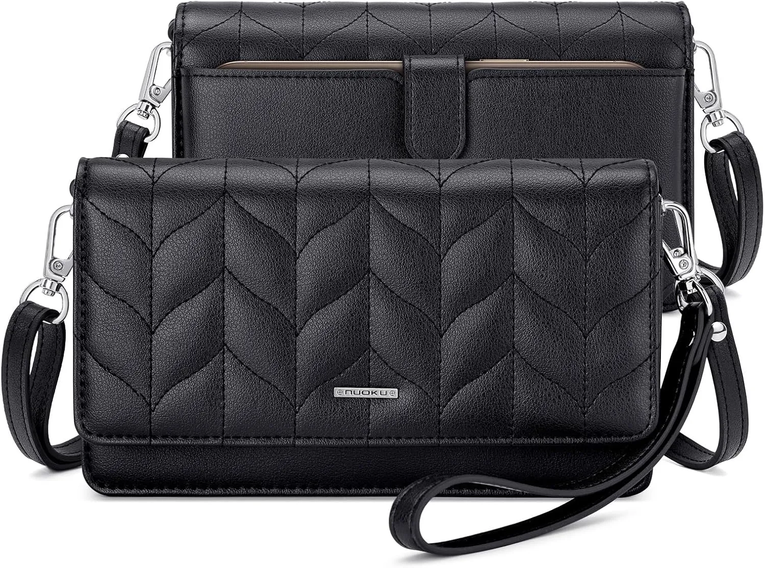 nuoku Women Small Crossbody Bag Cellphone Purse Wallet with RFID Card Slots 2 Straps
