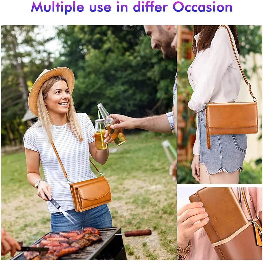 nuoku Women Small Crossbody Bag Cellphone Purse Wallet with RFID Card Slots 2 Straps