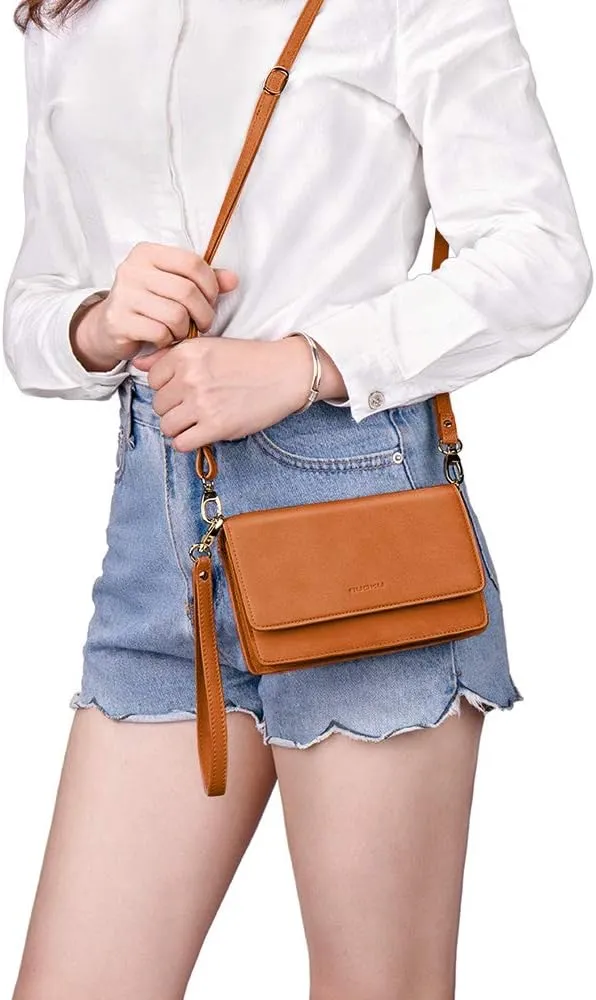 nuoku Women Small Crossbody Bag Cellphone Purse Wallet with RFID Card Slots 2 Straps