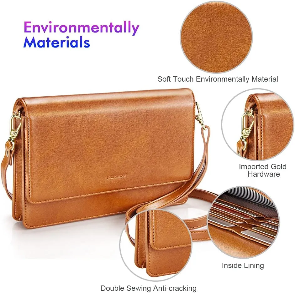 nuoku Women Small Crossbody Bag Cellphone Purse Wallet with RFID Card Slots 2 Straps