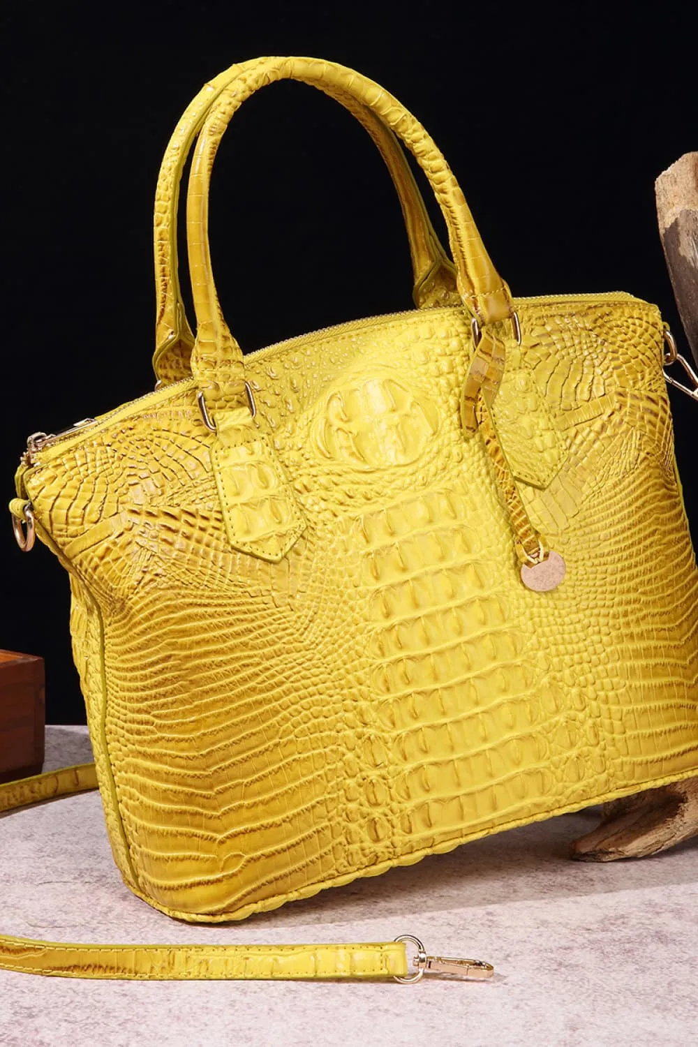 Ombre Satchel Croc Embossed Handbag