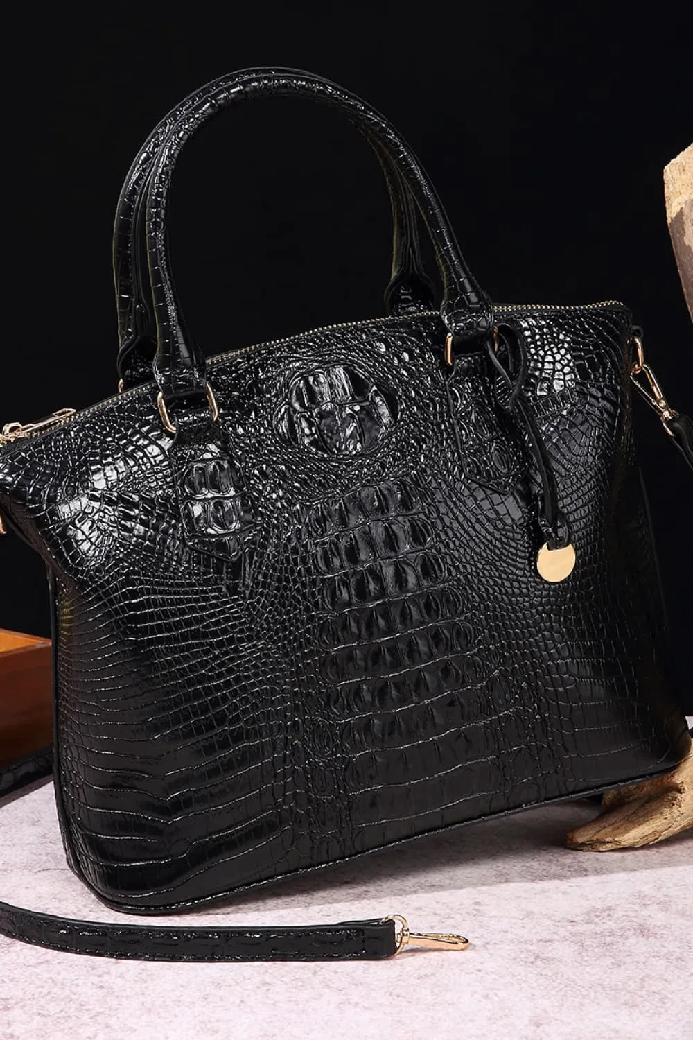 Ombre Satchel Croc Embossed Handbag