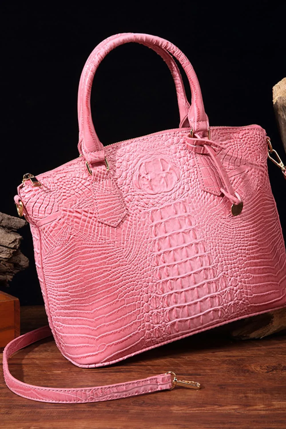 Ombre Satchel Croc Embossed Handbag