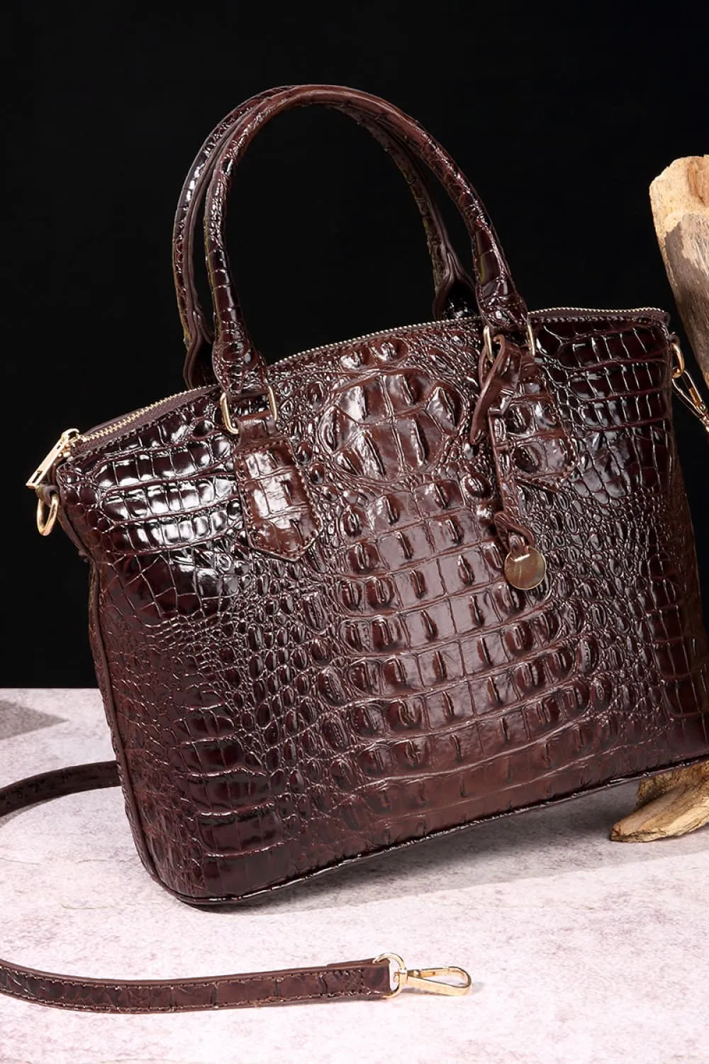 Ombre Satchel Croc Embossed Handbag