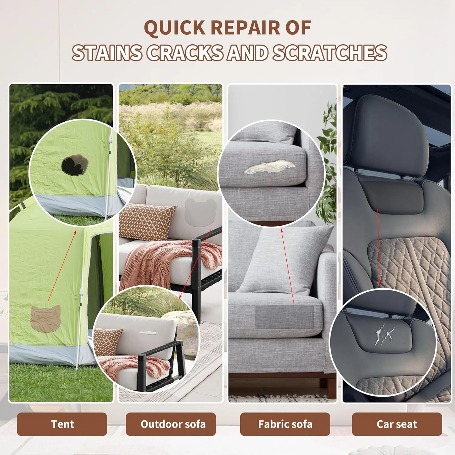 ONine Microfiber Couch Repair Kit, 55x12 inch Adhesive Fabric Patch, Multi-Color,Impervious Water，Suitable for Sofas, Tents, Handbags, Clothing, Car Seats, Furniture(Silver Gray)