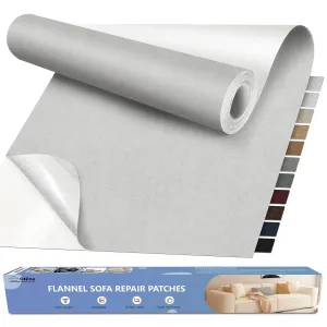 ONine Microfiber Couch Repair Kit, 55x12 inch Adhesive Fabric Patch, Multi-Color,Impervious Water，Suitable for Sofas, Tents, Handbags, Clothing, Car Seats, Furniture(Silver Gray)