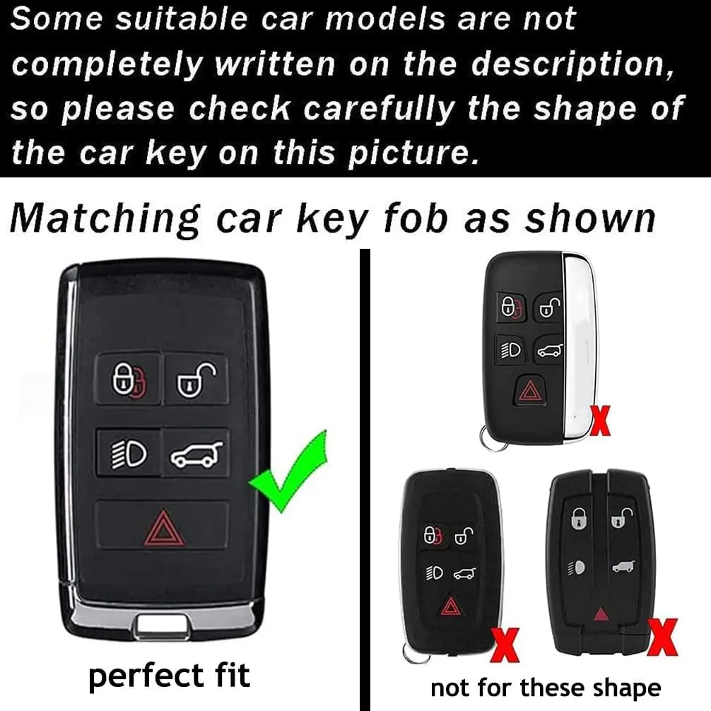 ontto Key Fob Cover Fit for Land Rover Key Remote Intelligent Car Key Bag Compatible with Range Rover Sport Evoque Velar Discovery 2018-up Metal and Leather Key Skin Blue