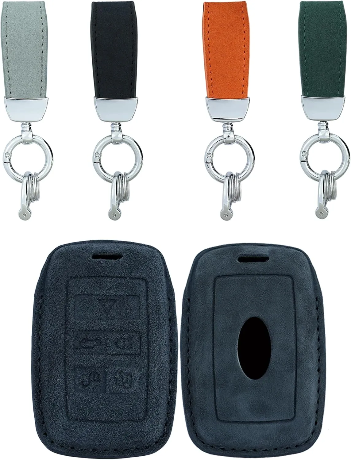 ontto Suede Leather Key Fob Cover Soft and Durable Warm Key Skin Full Protector Fit for Land Rover 2020-up Smart Car Key Holder Fit for Range Rover Sport Evoque Velar Discovery Key Remote Light Grey