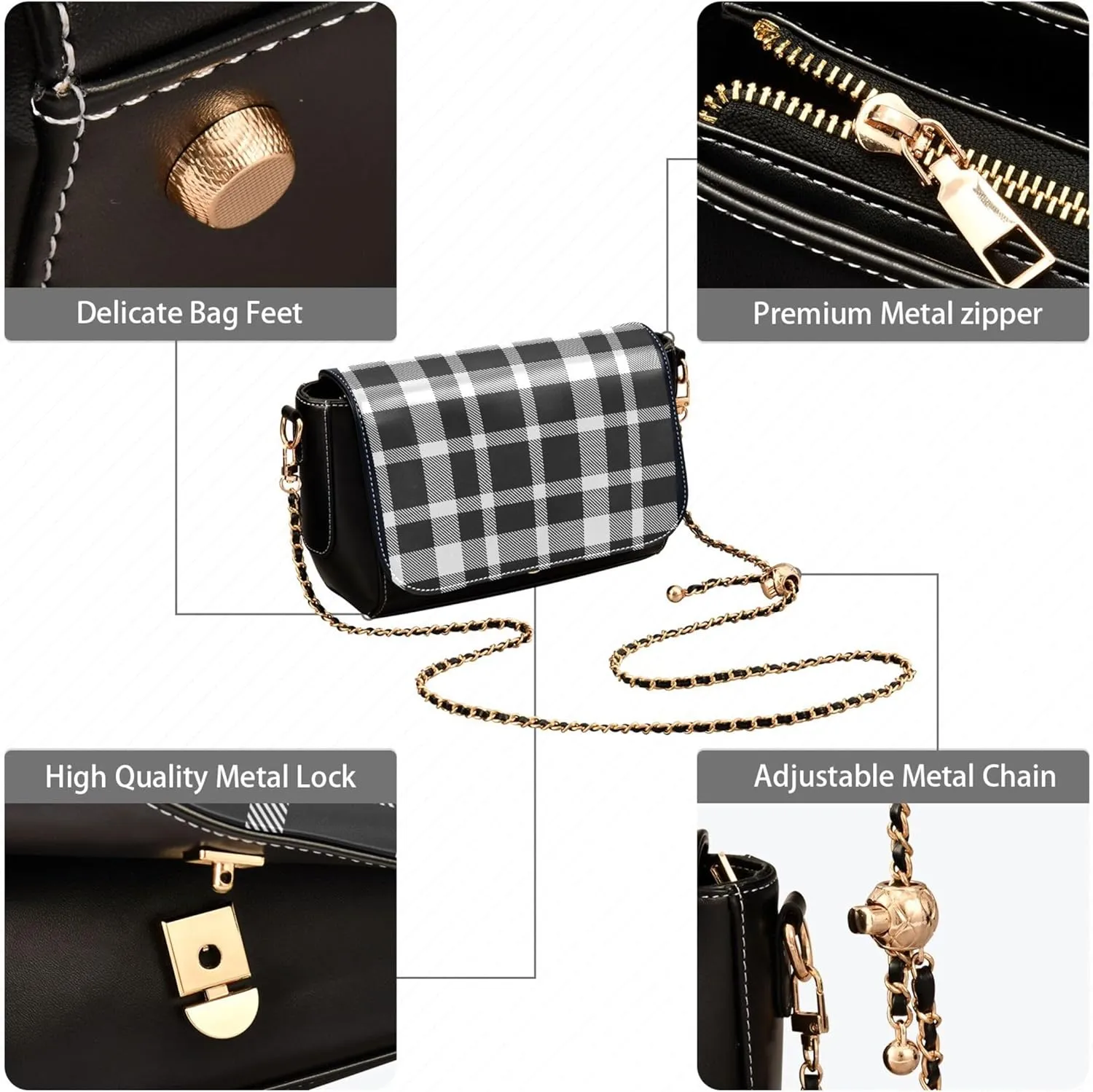 Orange Gray Chrysanthemum Women Crossbody Purse Aesthetic Women Shoulder Leather Bags Phone Handbags with Chain Strap