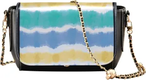 Orange Gray Chrysanthemum Women Crossbody Purse Aesthetic Women Shoulder Leather Bags Phone Handbags with Chain Strap