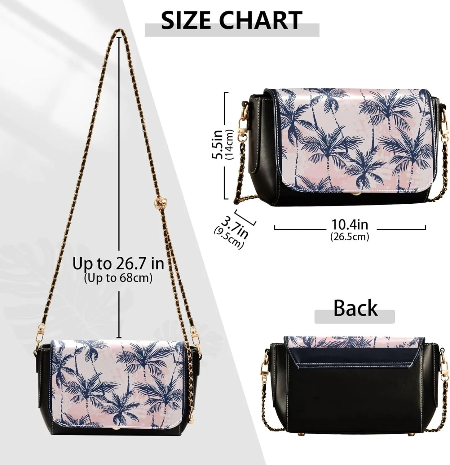 Orange Gray Chrysanthemum Women Crossbody Purse Aesthetic Women Shoulder Leather Bags Phone Handbags with Chain Strap