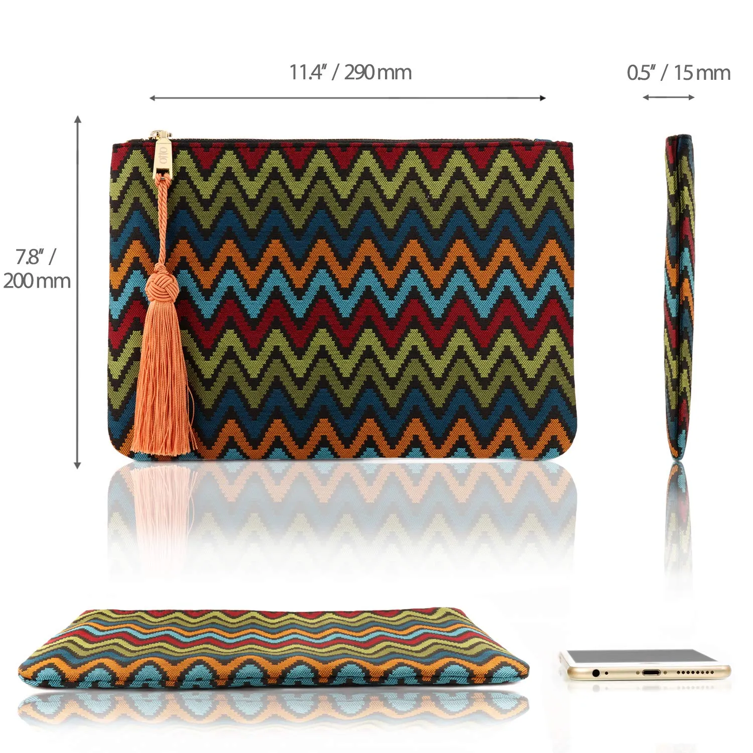 Otto Angelino Designer Women’s Bohemian Clutch Purse - Multiple Slots Money, Cards, Smartphone - Ultra Slim
